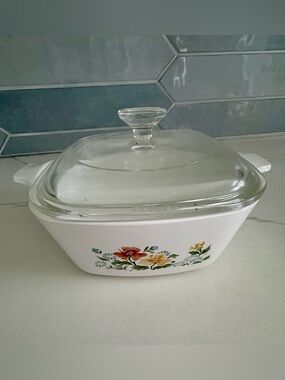 Vintage CorningWare Wildflower 700ml Petite Pan Casserole Dish with Glass Lid